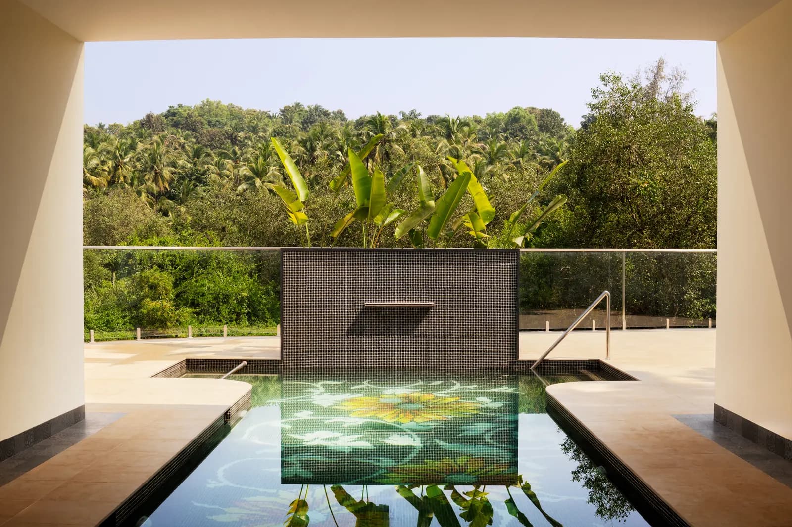 The mosaic pool at Villa Raag